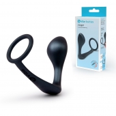 Черное эрекционное кольцо со стимулятором простаты Ringer Cock Ring   Plug - b-Vibe - в Калининграде купить с доставкой