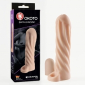 Телесная насадка-удлинитель Okoto со спиралевидным рельефом - 16 см. - Sitabella - в Калининграде купить с доставкой