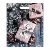 Новогодний пакет с принтом в виде подарков и вырубной ручкой (45х38 см) - Сима-Ленд - купить с доставкой в Калининграде