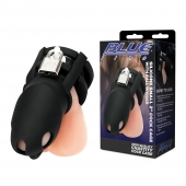 Черная клетка для пениса Silicone Small 2 in Cock Cage With Ball Divider - BlueLine - купить с доставкой в Калининграде