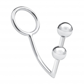 Кольцо на пенис с анальным стимулятором Two Bead Stainless Steel Anal Hook   Cock Ring - BlueLine - в Калининграде купить с доставкой