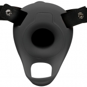 Черный полый страпон с вибрацией 2’’ Erection 28X Smooth Vibrating Silicone Penis Sheath - XR Brands - купить с доставкой в Калининграде
