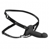 Черный полый страпон с вибрацией 2’’ Erection 28X Smooth Vibrating Silicone Penis Sheath - XR Brands - купить с доставкой в Калининграде