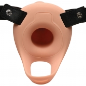 Телесный полый страпон 2  Erection 28X Smooth Vibrating Silicone Penis Sheath - 16 см. - XR Brands - купить с доставкой в Калининграде