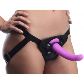 Лиловый поясной страпон Navigator Silicone G-Spot Dildo with Harness - 17,8 см. - XR Brands - купить с доставкой в Калининграде