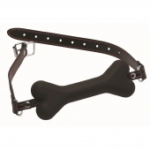 Черный кляп в форме косточки Hound Adjustable Dog Bone Gag - XR Brands - купить с доставкой в Калининграде