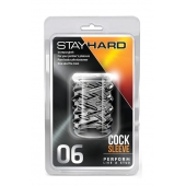 Прозрачная насадка с объёмными чёрточками STAY HARD COCK SLEEVE 06 CLEAR - Blush Novelties - в Калининграде купить с доставкой