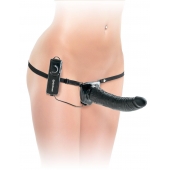 Черный страпон с вагинальной пробкой Deluxe Vibrating Penetrix Strap-On - 19 см. - Pipedream - купить с доставкой в Калининграде