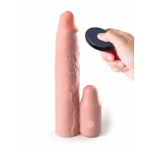 Телесная вибронасадка на член 3  Vibrating Mega X-tension with Remote - 22,9 см. - Pipedream - в Калининграде купить с доставкой