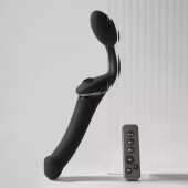 Черный безремневой вибрострапон Strap-On-Me Multi Orgasm Size XL - Strap-on-me - купить с доставкой в Калининграде