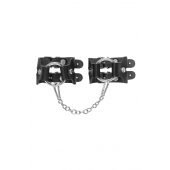 Черные кожаные наручники-браслеты из двух ремешков - Pecado - купить с доставкой в Калининграде