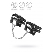 Черные кожаные наручники-браслеты из двух ремешков - Pecado - купить с доставкой в Калининграде