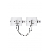 Белые мягкие кожаные наручники с люверсами - Pecado - купить с доставкой в Калининграде