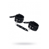 Черные двухслойные кожаные оковы с белой строчкой - Pecado - купить с доставкой в Калининграде