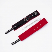 Черно-красные оковы с красной строчкой Sex - Crazy Handmade - купить с доставкой в Калининграде