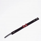 Черный ошейник с красным декором и строчкой - Crazy Handmade - купить с доставкой в Калининграде