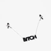 Зажимы на соски с кожаной подвеской Bitch - Crazy Handmade - купить с доставкой в Калининграде