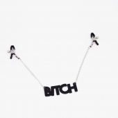 Зажимы на соски с кожаной подвеской Bitch - Crazy Handmade - купить с доставкой в Калининграде