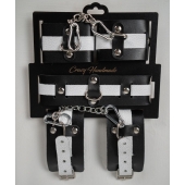 Набор фиксаторов из черной и белой натуральной кожи - Crazy Handmade - купить с доставкой в Калининграде