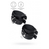 Черные кожаные оковы с двумя перекрёстными ремешками - Pecado - купить с доставкой в Калининграде