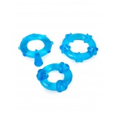 Набор из 3 синих эрекционных колец с различным рельефом - Erowoman-Eroman - в Калининграде купить с доставкой