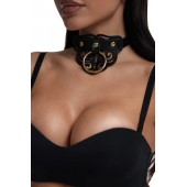 Черный чокер с клепками и золотистой фурнитурой - Crazy Handmade - купить с доставкой в Калининграде