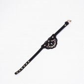 Черный чокер с клепками и золотистой фурнитурой - Crazy Handmade - купить с доставкой в Калининграде