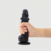 Черный фаллоимитатор Sliding Skin Realistic Dildo XXL с подвижной кожей - 20 см. - Strap-on-me