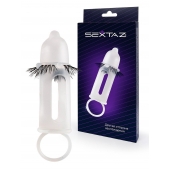 Эластичная насадка на пенис с подхватом мошонки и стимулирующими «ресничками» - Sextaz - в Калининграде купить с доставкой