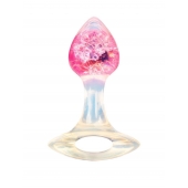 Розоватая анальная пробка с руской - 8,5 см. - AnaLove