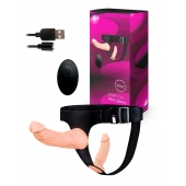 Женский страпон с 2 насадками, вибрацией и пультом ДУ - Erowoman-Eroman - купить с доставкой в Калининграде