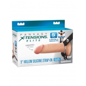 Телесный пустотелый фаллопротез 5’’ Hollow Silicone Strap-On - 14 см. - Pipedream - купить с доставкой в Калининграде