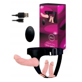 Женский страпон с 3 насадками и вибрацией - Erowoman-Eroman - купить с доставкой в Калининграде