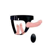 Женский страпон с 3 насадками и вибрацией - Erowoman-Eroman - купить с доставкой в Калининграде