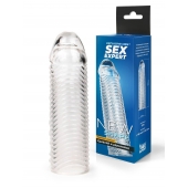 Прозрачная закрытая насадка на пенис с ребрышками - 16 см. - Sex Expert - в Калининграде купить с доставкой