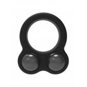 Черное эрекционное кольцо с утяжелителями Cockring Dual Weight - Dream Toys - в Калининграде купить с доставкой