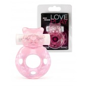 Розовое эрекционное виброкольцо в форме мишки - 1137 - в Калининграде купить с доставкой