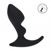 Черная анальная пробка для массажа простаты Double Ripple Silicone Prostate Massager - Shots Media BV - в Калининграде купить с доставкой
