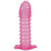 Гелевая розовая насадка с шипами - 12 см. - Toyfa Basic - в Калининграде купить с доставкой
