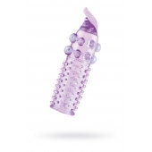 Гелевая фиолетовая насадка с шариками, шипами и усиком - 11 см. - Toyfa Basic - в Калининграде купить с доставкой