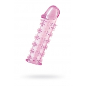 Гелевая розовая насадка на фаллос с шипами - 12 см. - Toyfa Basic - в Калининграде купить с доставкой