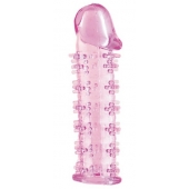 Гелевая розовая насадка на фаллос с шипами - 12 см. - Toyfa Basic - в Калининграде купить с доставкой