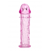 Гладкая розовая насадка с усиками под головкой - 12,5 см. - Toyfa Basic - в Калининграде купить с доставкой