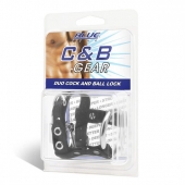 Утяжка на пенис на замочке Duo Cock And Ball Lock - BlueLine - купить с доставкой в Калининграде