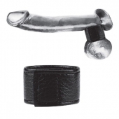 Чёрная утяжка на мошонку 1  Velcro Ball Stretcher - BlueLine - купить с доставкой в Калининграде