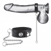 Утяжка на пенис с поводком Snap Cock Ring With 12  Leash - BlueLine - купить с доставкой в Калининграде