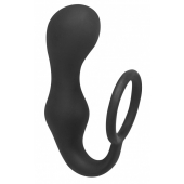 Чёрное эрекционное кольцо с анальной пробкой Double Pleasure Anal Plug - Lola Games - в Калининграде купить с доставкой
