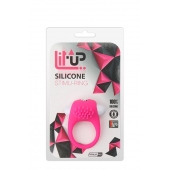 Розовое эрекционное кольцо с щеточкой LIT-UP SILICONE STIMU RING 5 - Dream Toys - в Калининграде купить с доставкой