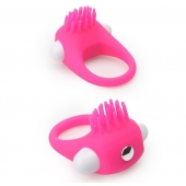 Розовое эрекционное кольцо с щеточкой LIT-UP SILICONE STIMU RING 5 - Dream Toys - в Калининграде купить с доставкой