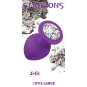Большая фиолетовая анальная пробка Emotions Cutie Large с прозрачным кристаллом - 10 см. - Lola Games - купить с доставкой в Калининграде